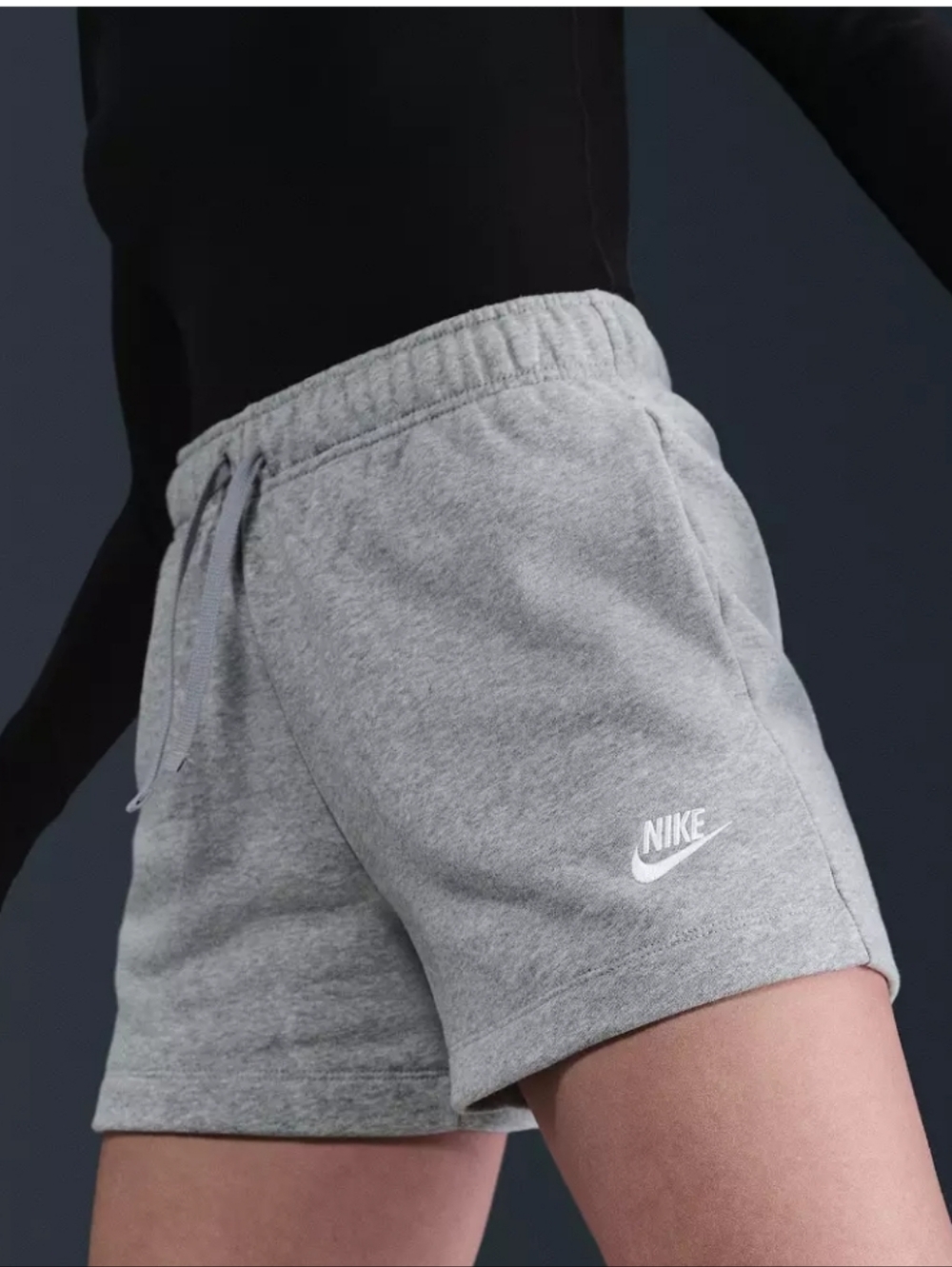 Nike Women's Sportswear Club Fleece Mid Rise Athletic Shorts in Heather Gray